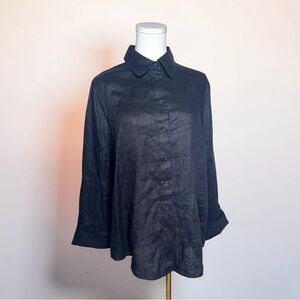 COS Blouse Size 6 Black Color Linen 3/4 Sleeves Oversized GUC